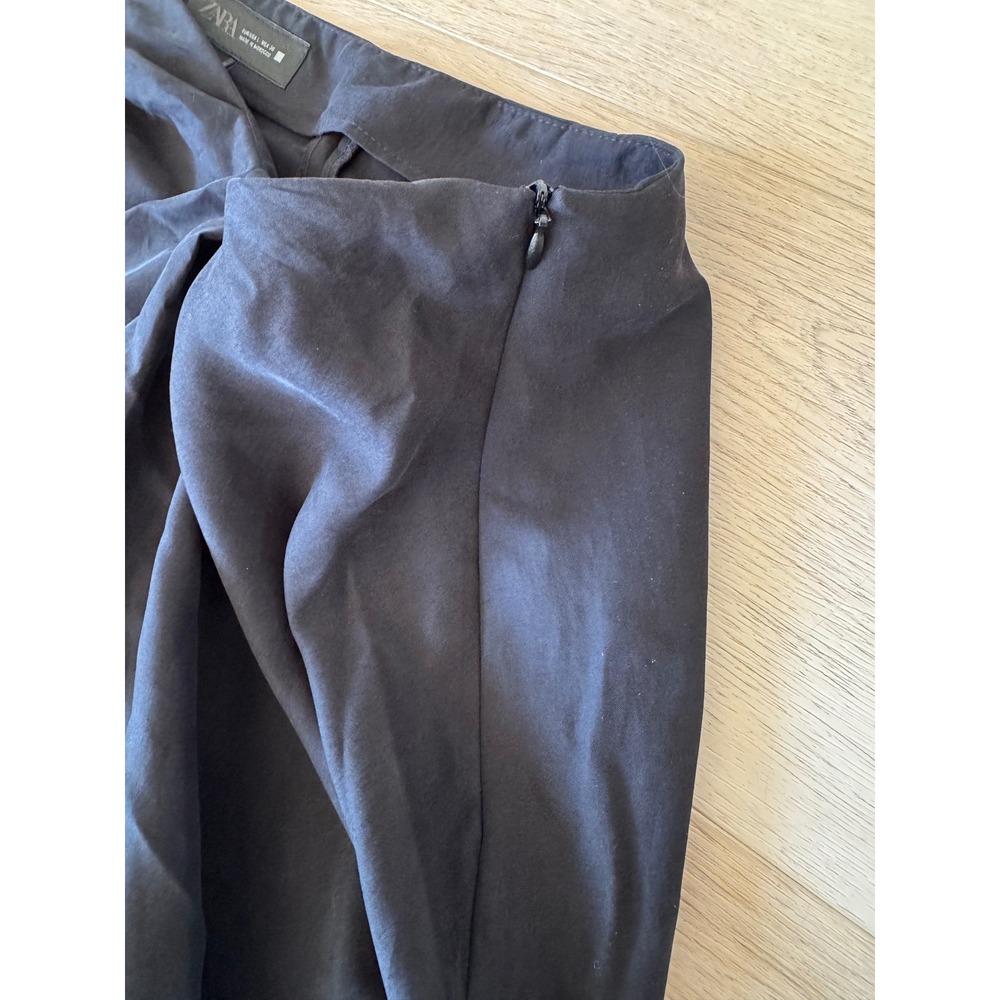 Zara Black Draped Draped Front Midi Skirt Size L NWT - Picture 6 of 8